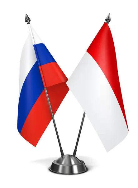 Oroszország és Indonézia - miniatűr zászlók. — Stock Fotó