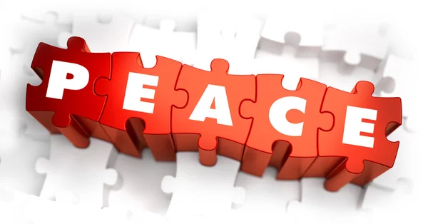 Peace - Text auf roten Puzzles. — Stockfoto