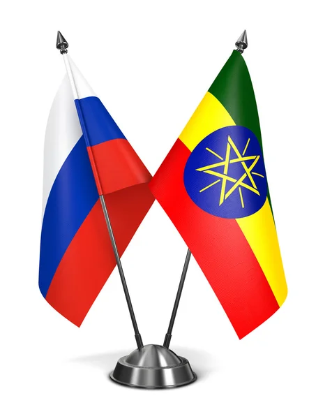 Russie et Éthiopie - Drapeaux miniatures . — Photo