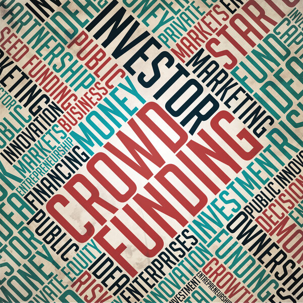 Crowd Funding Background - Retro Wordcloud.