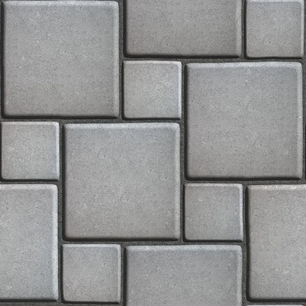 Concrete Gray Figured Pavement of Large and Small Squares. — Stock Photo, Image