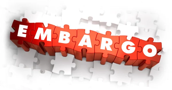 Embargo - Palabra en rompecabezas rojos . — Foto de Stock