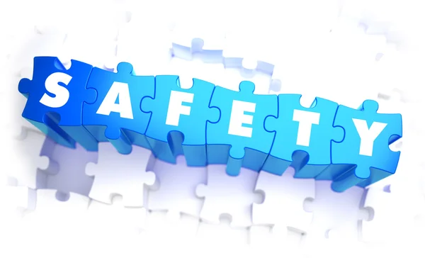 Biztonság - fehér kék Puzzle szó. — Stock Fotó