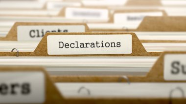 Declarations Concept with Word on Folder. clipart