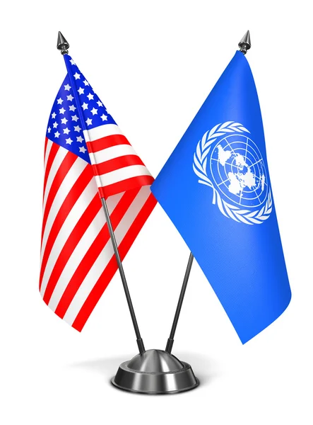 米国と国連 - ミニチュア フラグ. — ストック写真