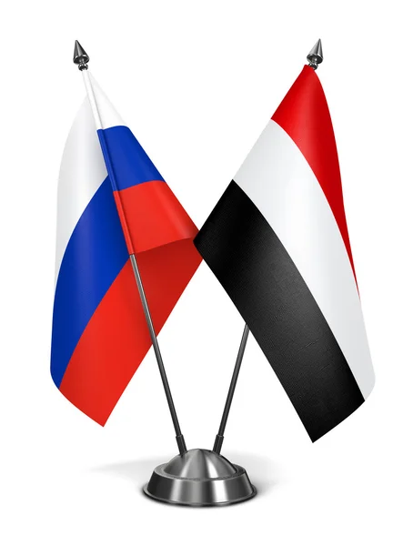 Russia and Yemen - Miniature Flags. — Stock Photo, Image