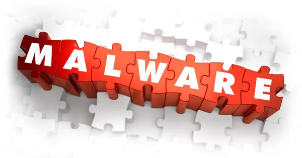 Malware - White Word on Red Puzzles. — Stock Photo, Image