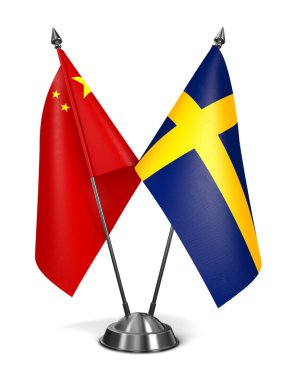 Çin ve İsveç - minyatür bayrakları.