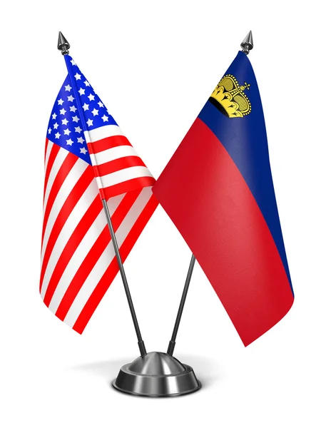 USA and Liechtenstein - Miniature Flags. — Stock Photo, Image