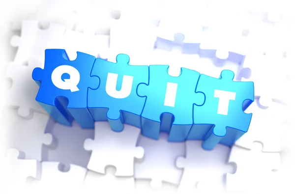 Quit - Texte sur les puzzles bleus . — Photo