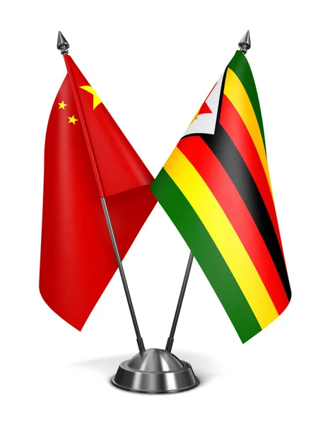China and Zimbabwe - Miniature Flags. — Stock Photo, Image