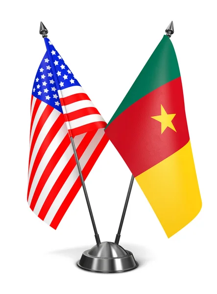 USA a Kamerunu - miniaturní příznaky. — Stock fotografie