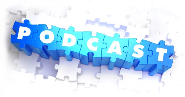 Podcast - Testo su puzzle blu . — Foto Stock