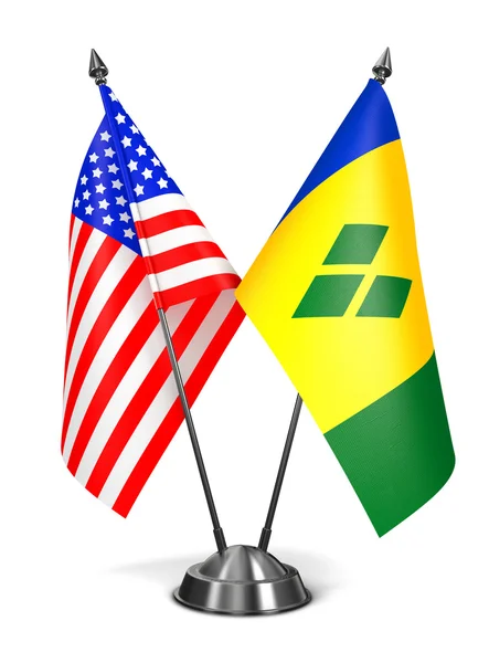 Stany Zjednoczone Ameryki, Saint Vincent i Grenadyny - miniaturowe flagi. — Zdjęcie stockowe