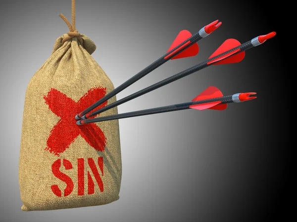 Sin - Arrows Hit in Red Target. — Stock Photo, Image