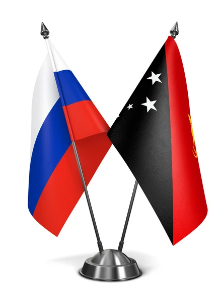 Rusland en Papoea-Nieuw-Guinea - miniatuur vlaggen. — Stockfoto