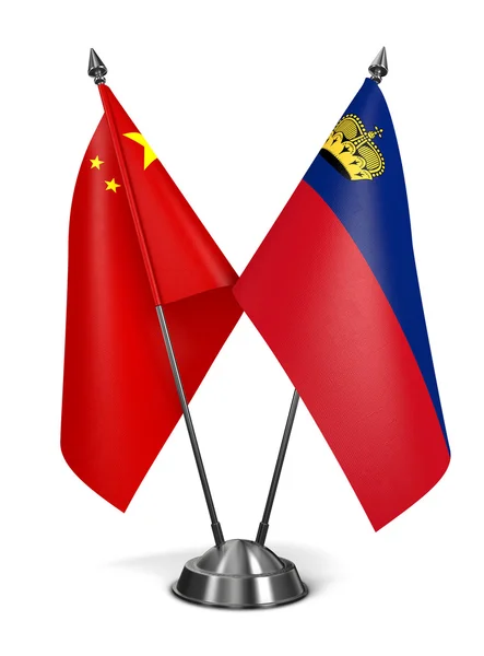 China y Liechtenstein - Banderas en miniatura . — Foto de Stock