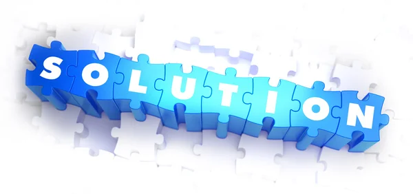 Solution - Text on Blue Puzzles. — Stock Photo, Image