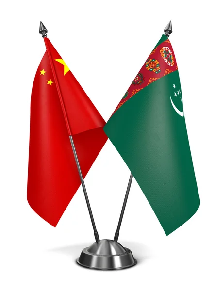 Čína a Turkmenistán - miniaturní příznaky. — Stock fotografie