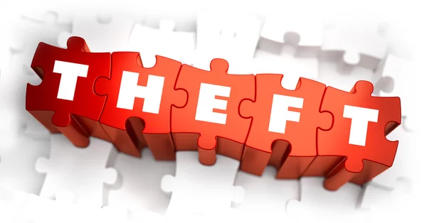 Theft - White Word on Red Puzzles. — Stock Photo, Image