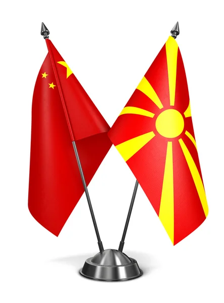 Čína a Makedonie - miniaturní příznaky. — Stock fotografie
