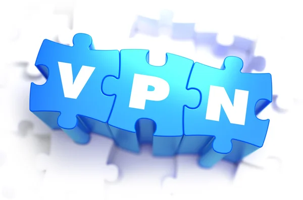 VPN - fehér szó kék rejtvények. — Stock Fotó