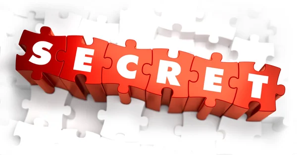 Sekret - tekst na czerwono puzzle. — Zdjęcie stockowe