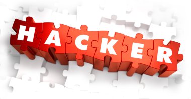 Hacker - kırmızı bulmacalar üzerinde metin.