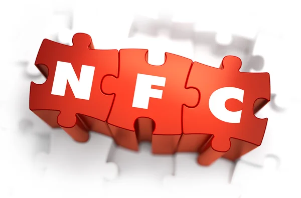 NFC - Palabra blanca en rompecabezas rojos . —  Fotos de Stock