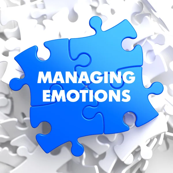 Managing Emotions on Blue Puzzle. — Stock Photo, Image