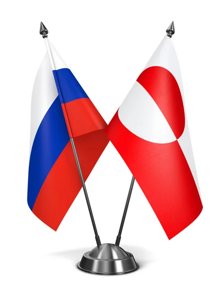 Russia and Greenland - Miniature Flags. — Stock Photo, Image