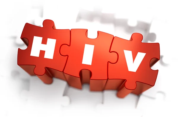 HIV - κείμενο σε κόκκινο παζλ. — Φωτογραφία Αρχείου