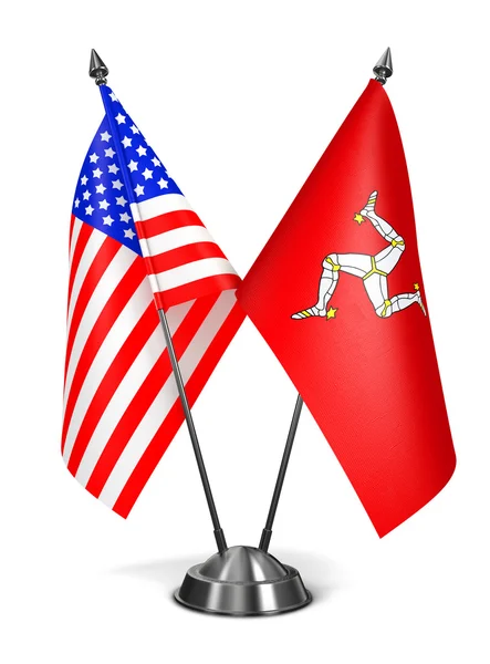 Estados Unidos e Isle Man - Banderas en miniatura . —  Fotos de Stock