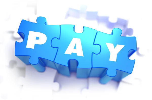 Pay - Texto en rompecabezas azules . —  Fotos de Stock