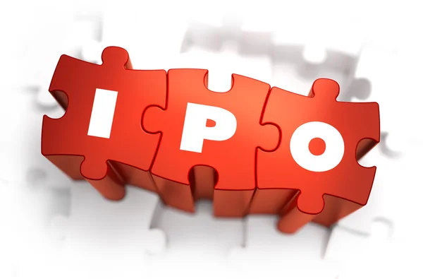 IPO - tekst op rood puzzels. — Stockfoto