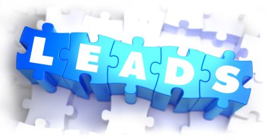 Leads - White Word on Blue Puzzles. clipart