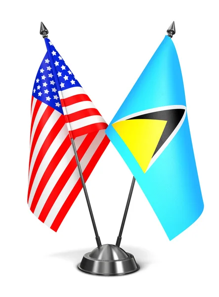 USA and Saint Lucia - Miniature Flags. — Stock Photo, Image