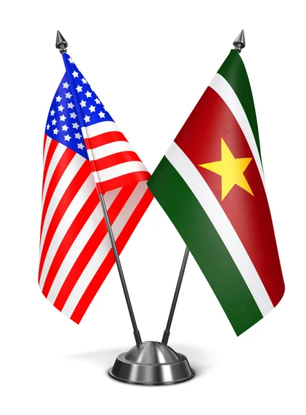ΗΠΑ και το Σουρινάμ - μινιατούρα σημαίες. — Φωτογραφία Αρχείου