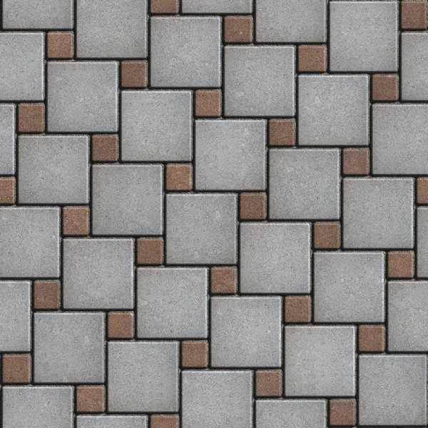 Gray-Brown Paving Slabs Laid Alternately Large and Small Squares. — Stock Photo, Image