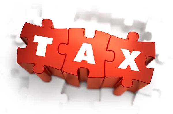 Tax - White Word on Red Puzzles. — Stock Photo, Image