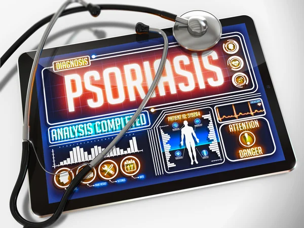 Psoriáza na displeji lékařské Tablet. — Stock fotografie