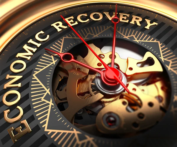 Economic Recovery on Black-Golden Watch Face. — Stock Photo, Image