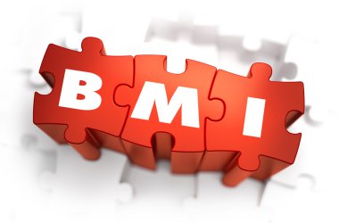 BMI - kırmızı bulmacalar üzerinde beyaz kısaltma.