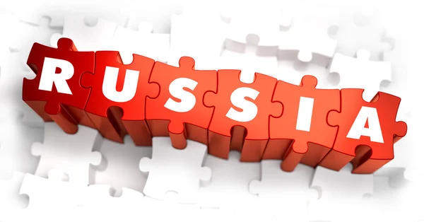 Wit Woord Rusland Rode Puzzels Witte Achtergrond Render — Stockfoto