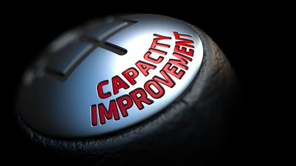 Capacity Improvement on Gear Shift with Red Text. — Stock Photo, Image