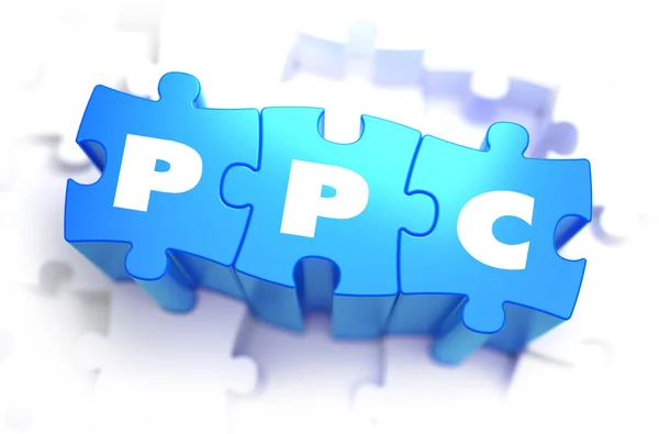 PPC - tekst op blauwe puzzels. — Stockfoto