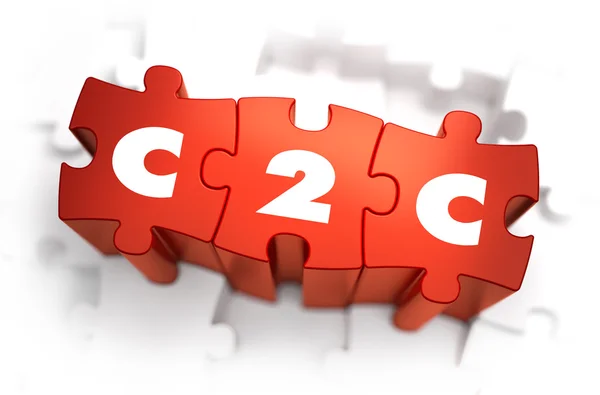 C2c - weißes Wort auf roten Puzzles. — Stockfoto