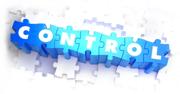 Control - Palabra blanca en los rompecabezas azules . — Foto de Stock