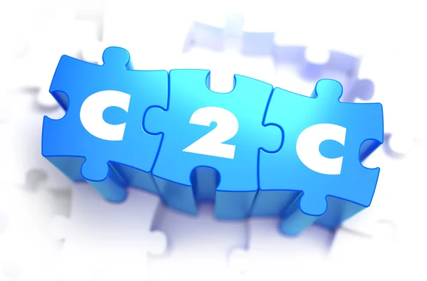 C2c - άσπρη λέξη για το μπλε παζλ. — Φωτογραφία Αρχείου