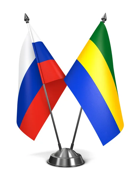 Rosja i Gabon - miniaturowe flagi. — Zdjęcie stockowe
